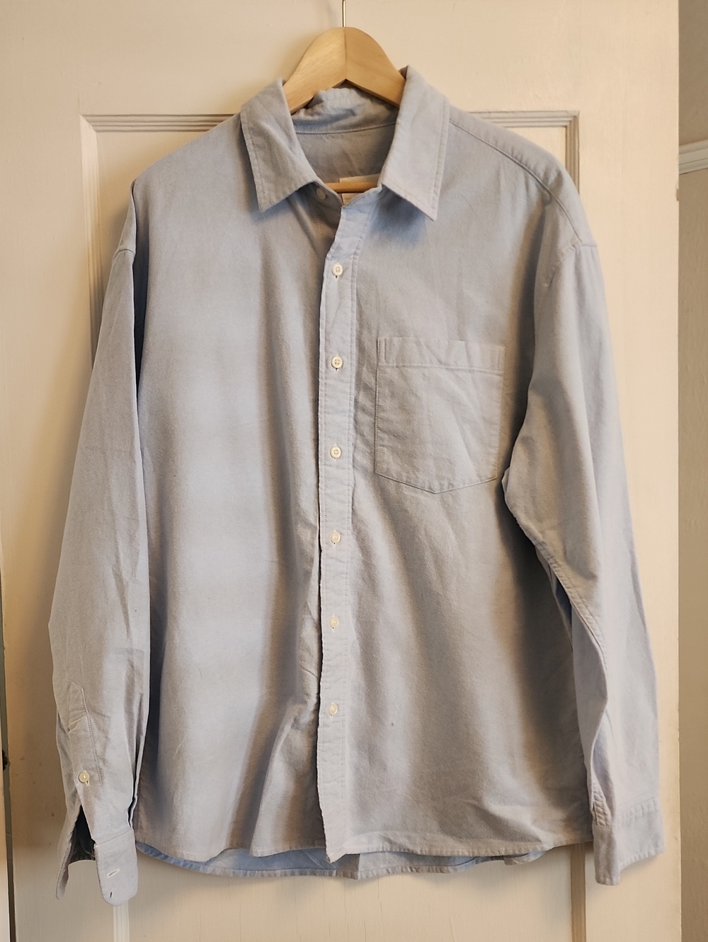 American Eagle Outfitters Light Blue Long-Sleeve Button-Down Shirt